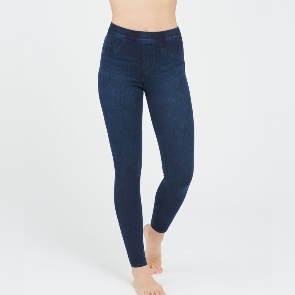 SPANX Women's JEAN-ish Ankle Leggings Skinny Jeans - Dark Twilight Blue M